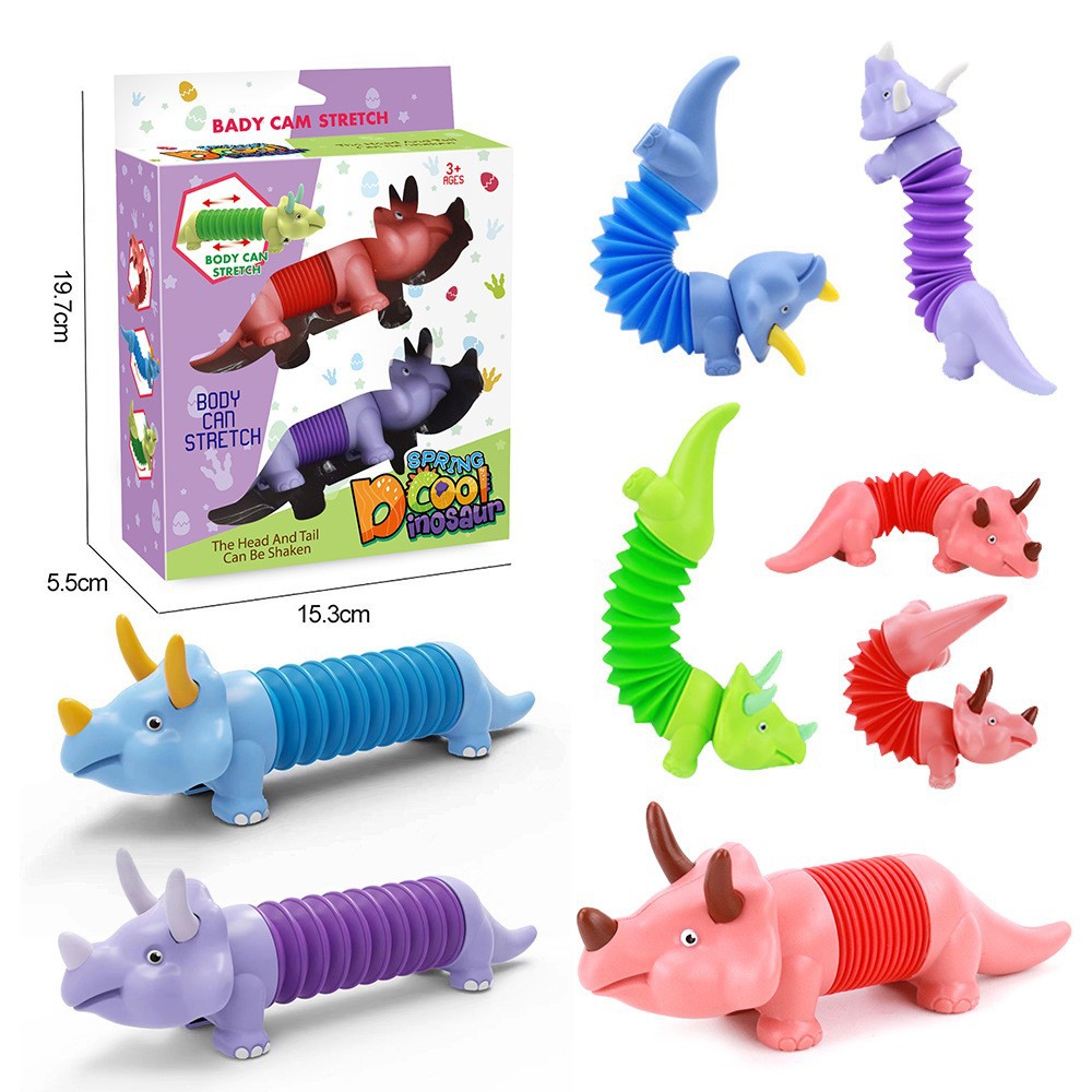 Novel light-emitting telescopic tube alien dog shark dolphin telescopic pull robot stress relief toy details Picture