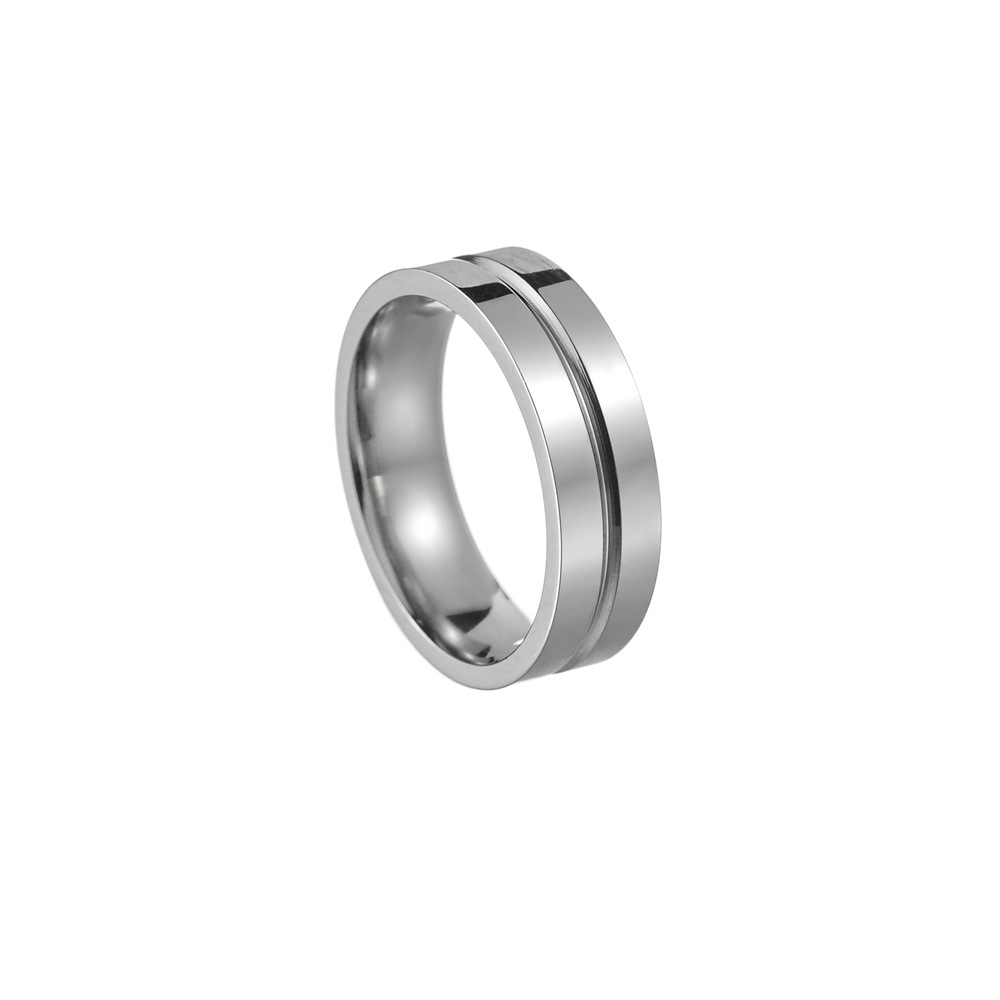 Wholesale of new European and American simple and fashionable accessories in 2024, standard US size 6MM wide middle groove stainless steel ring Item Picture