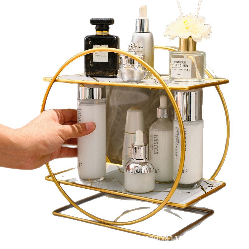Light luxury multi-layer desktop bathroom storage rack, dressing table, organizing rack, bathroom washbasin, cosmetics storage rack Item Picture