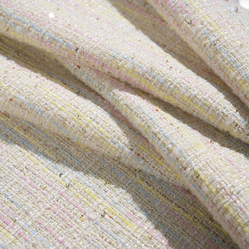 Mokas autumn and winter candy-colored sequined chanel-style tweed fabric bags, men's and women's outerwear, accessories and fabric Specification image