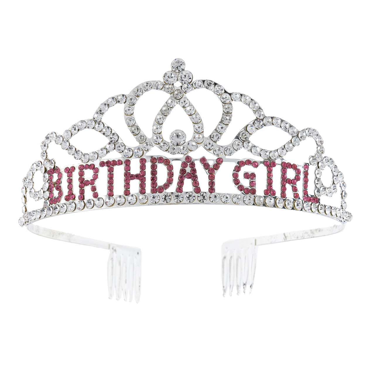 European and American cross-border English letter BIRTHDAYGIRL Birthday girl water diamond crown hair accessory wearing a female party crown headwear thumbnail