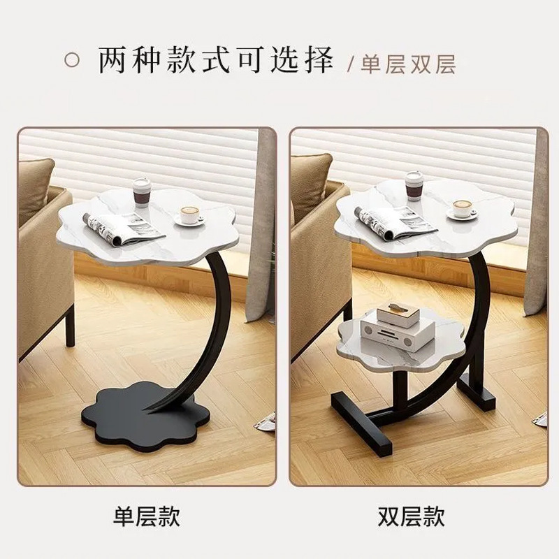 Cross-border living room sofa, double-layer side table, household balcony leisure tea table, bedroom bedside simple petal coffee table wholesale Specification image