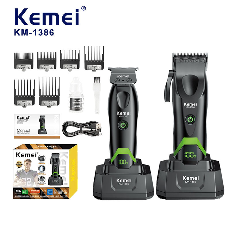 Kerme nuevo barbero KM-1386 especial para peluquería empujador eléctrico pantalla digital grabado silencioso empujador afeitador fino