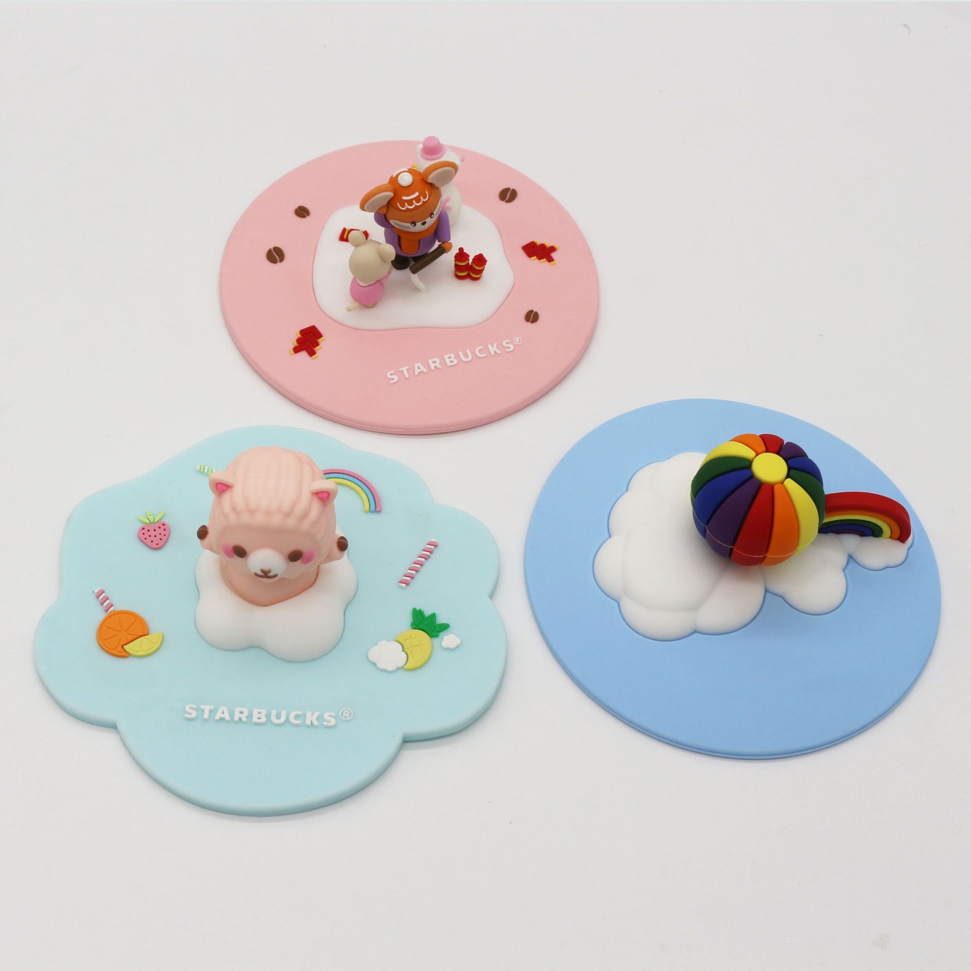 Customizable silicone cartoon creative three-dimensional figurine cup lid, dust-proof and leak-proof, cute round universal mug and tea cup Specification image