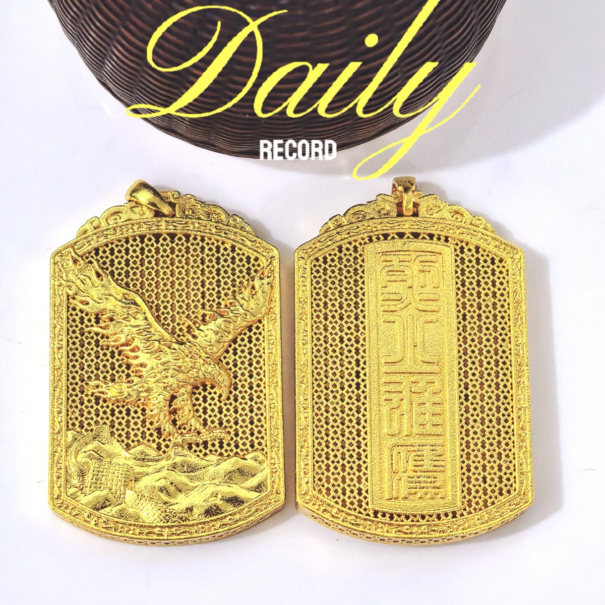 古法沙金大展宏图吊坠金店同款项链大气百搭款挂坠