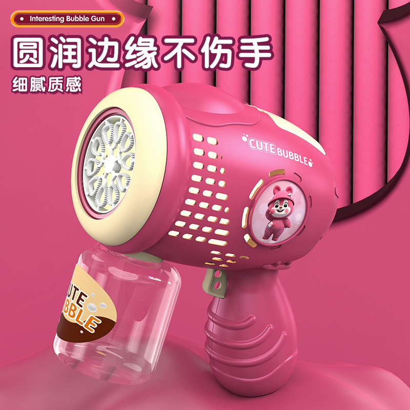 Fully automatic bear bubble machine, Douyin Internet celebrity children's toy, electric light bubble gun, summer outdoor night market batch Specification image
