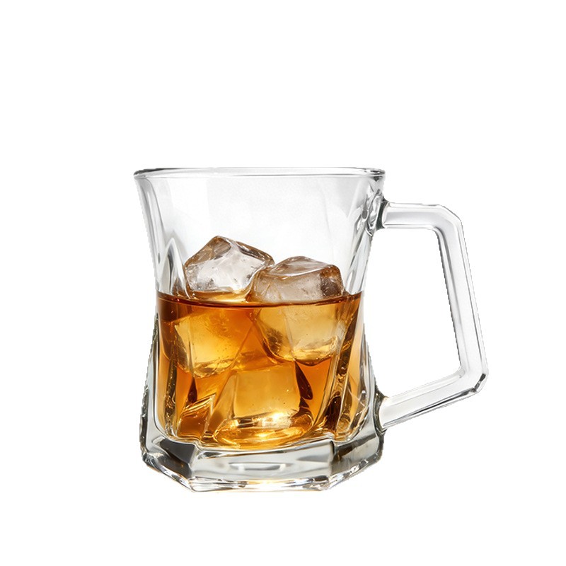 玻璃杯/玻璃杯茶杯/磨砂玻璃杯/定做玻璃杯/多巴胺玻璃杯白底实物图
