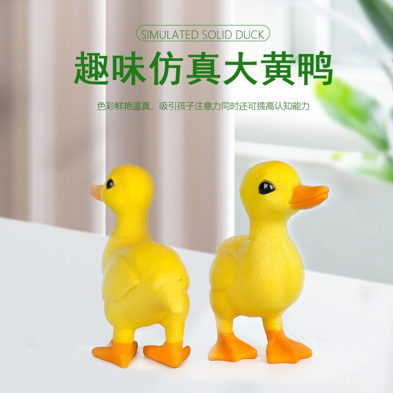 仿真鸭子模型玩具 儿童认知动物摆件 实心静态小黄鸭动物模型玩具