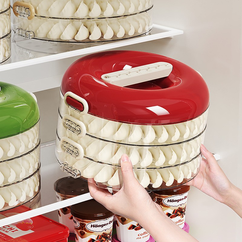Multi-layer chaos frozen dumpling box, special freezing box for frozen food, independent compartments, timing, sealed storage box Specification image