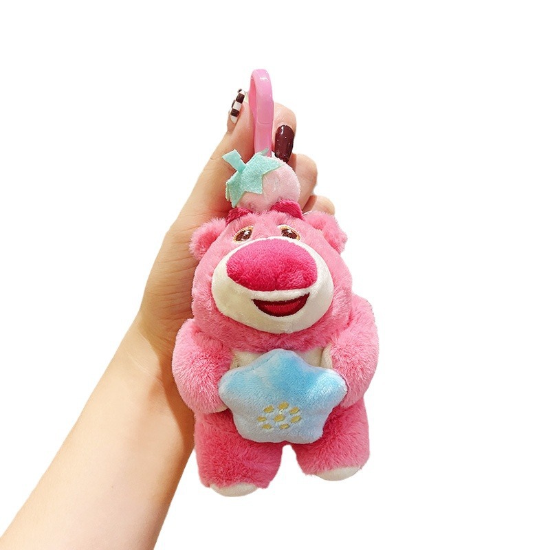 Cute strawberry bear plush pendants, keychains, backpack decorations, gifts, claw machines, doll figurines wholesale Item Picture