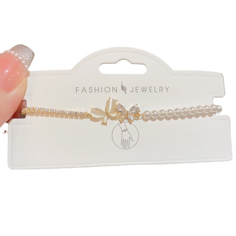 Zircon cat's eye, butterfly and pearl patchwork bracelet, new, niche, high-end, fashionable and versatile, elegant jewelry wholesale Item Picture