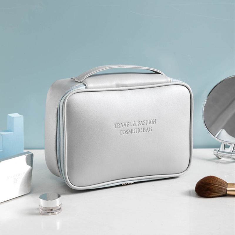 Cosmetic bag, women's PU leather waterproof large-capacity travel ins-style toiletry bag, cosmetic storage bag, can be designed with LOGO details Picture