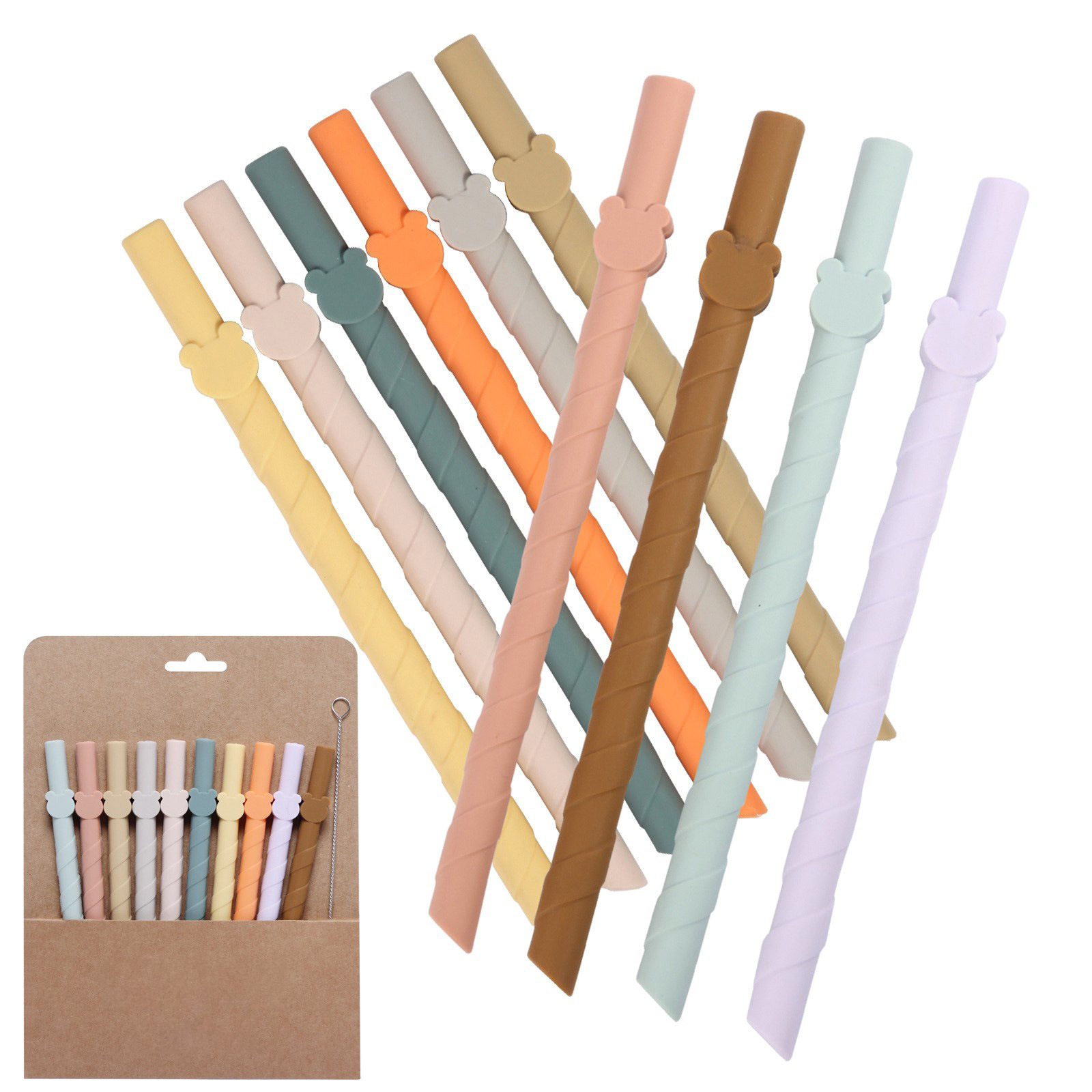 Colorful silicone straws are reusable, universal cup mouth straight tubes, creative household milk tea beverage straws, food grade full figure