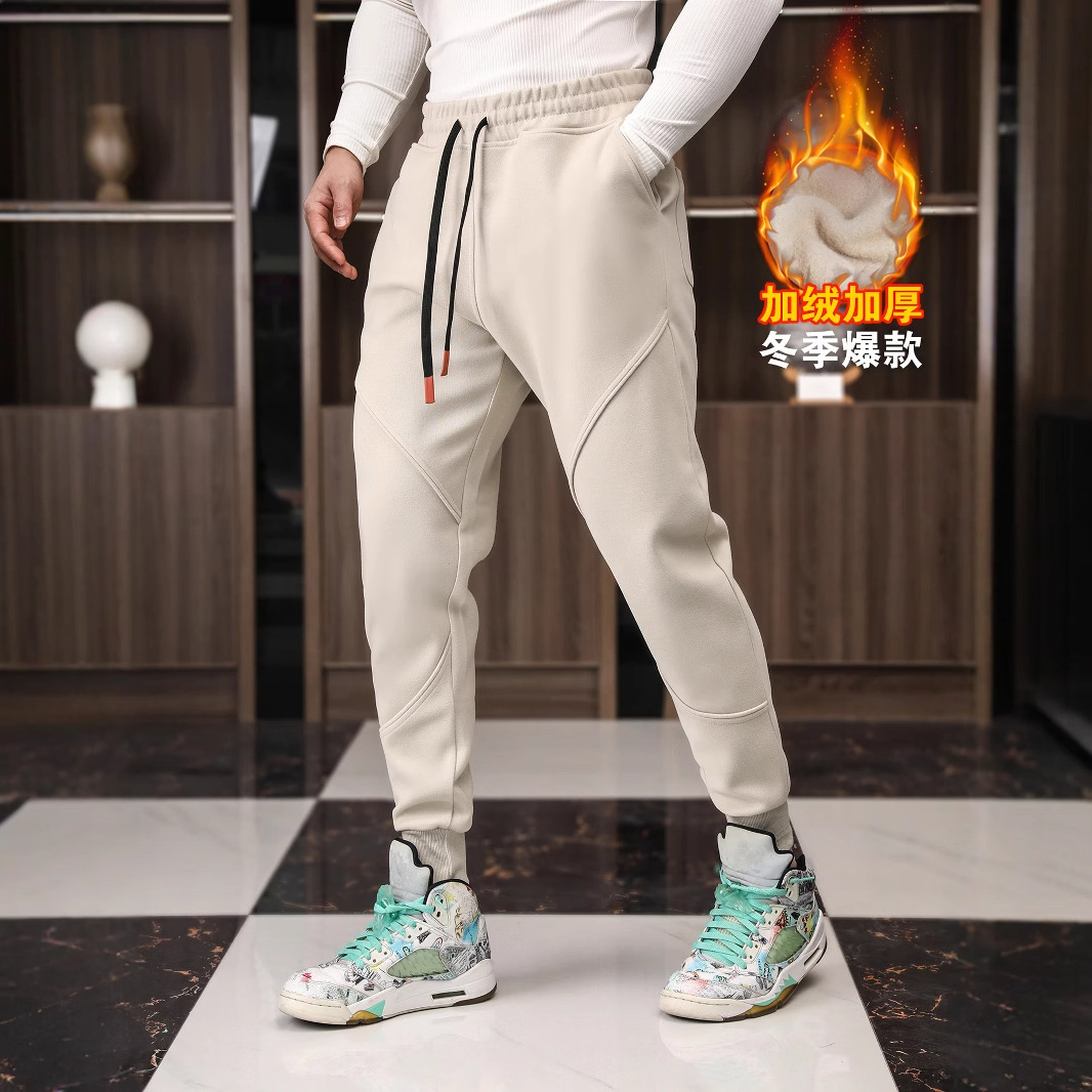 Winter casual sports sweatpants, men's loose tight-fitting long pants, fleece and thickened outdoor running warm new style long pants Winter casual sports sweatpants, men's loose tight-fitting long pants, fleece and thickened outdoor running warm new style long pants