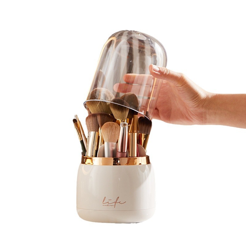 Self-designed light luxury style makeup brush storage bucket, dust-proof lipstick, eyebrow pencil and cosmetics storage box, rotating brush cylinder Item Picture