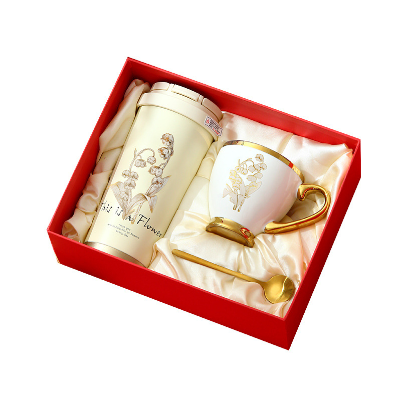 New lily of the valley insulated cup set for Christmas gifts to employees, wedding and birthday souvenirs, and practical for best friends Item Picture