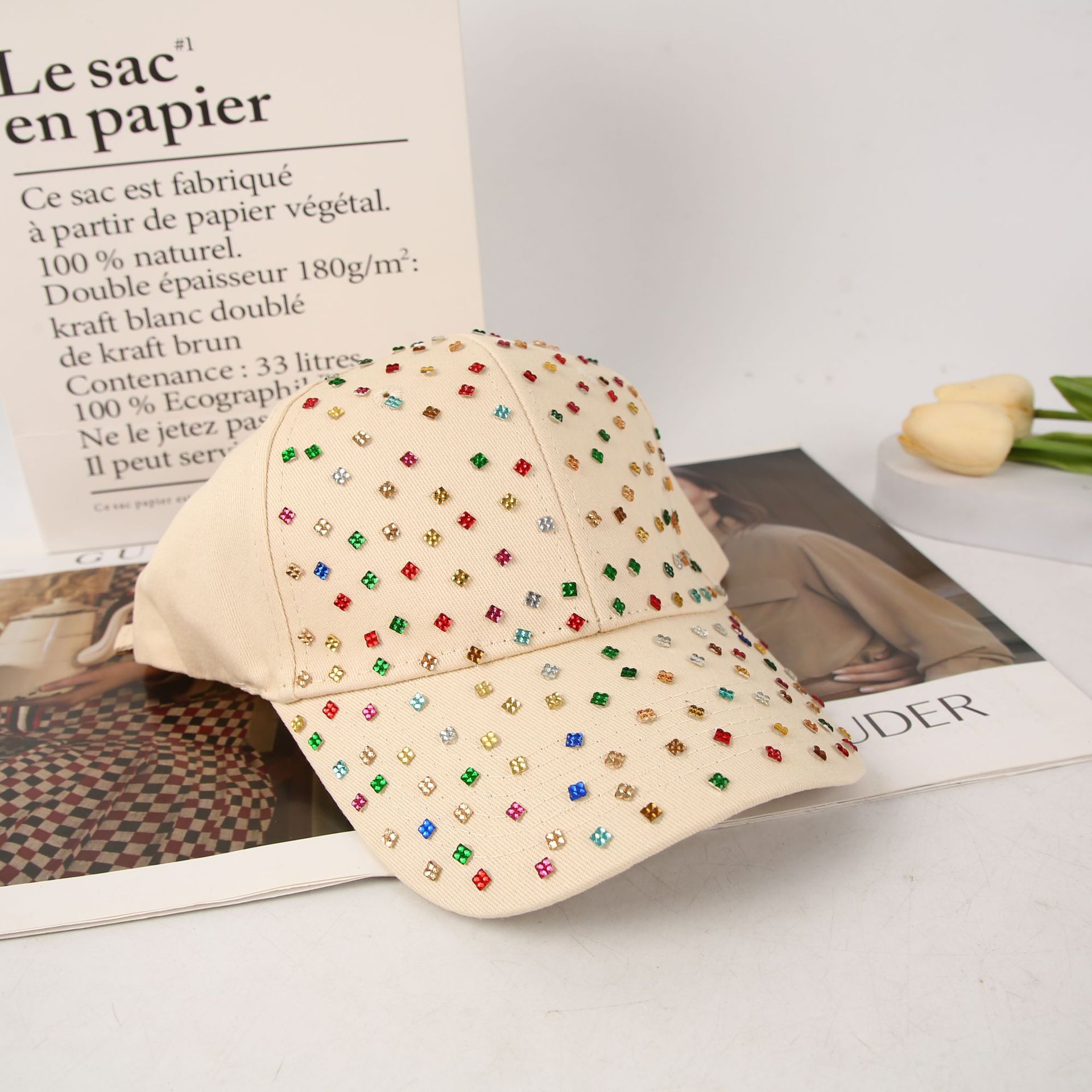 New fashionable item, water diamond baseball cap, Korean style, versatile, factory direct sales and wholesale details Picture