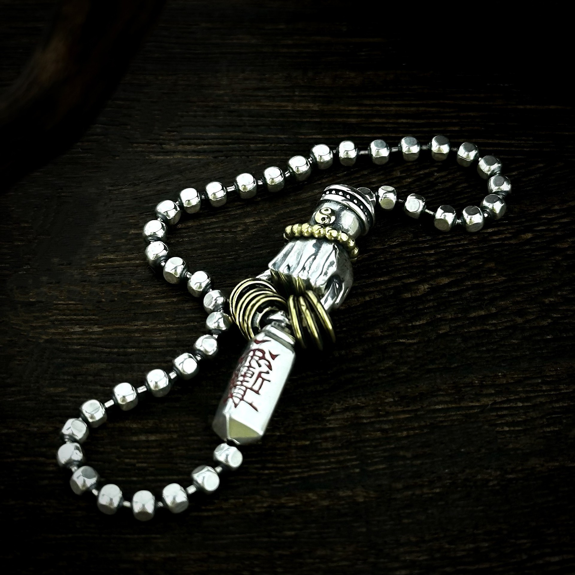 S925纯银道家饰品师刀手链复古国潮新中式朱砂法器男女百搭配饰