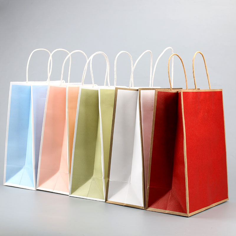 Customized kraft paper handbags, gift paper bags, takeout packaging bags, hand-held bags, custom-made hand-held paper bags details Picture