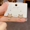 s925 silver needle, a niche and fashionable design, full diamond cat stud earrings, feminine charm, simple and small, versatile earrings and earrings Application Scenario