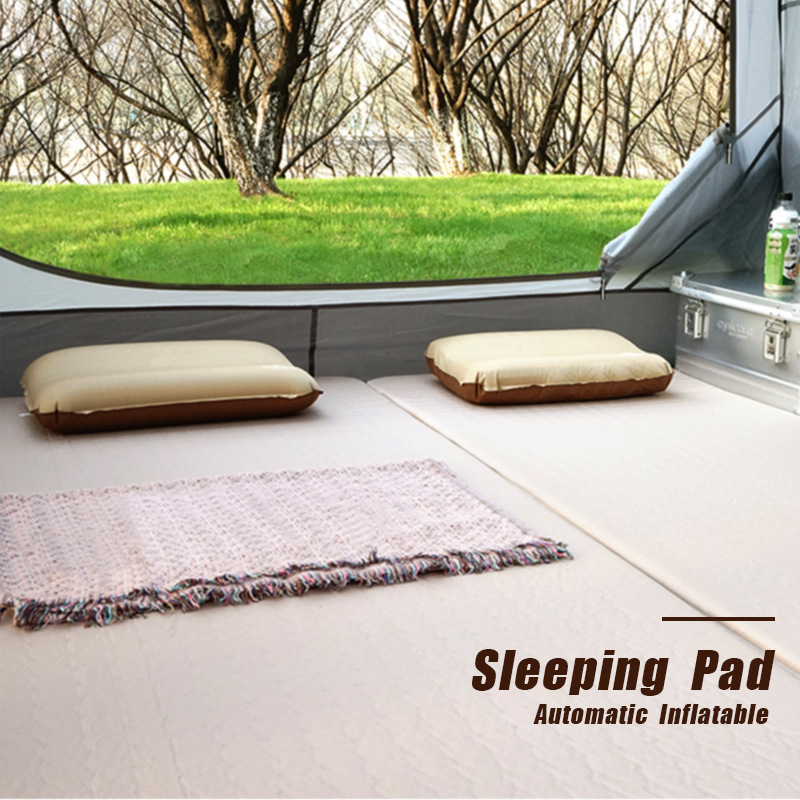 Factory direct sales of outdoor sponge 3cm single person camping inflatable mattress widened double person comfortable portable folding air mattress details Picture