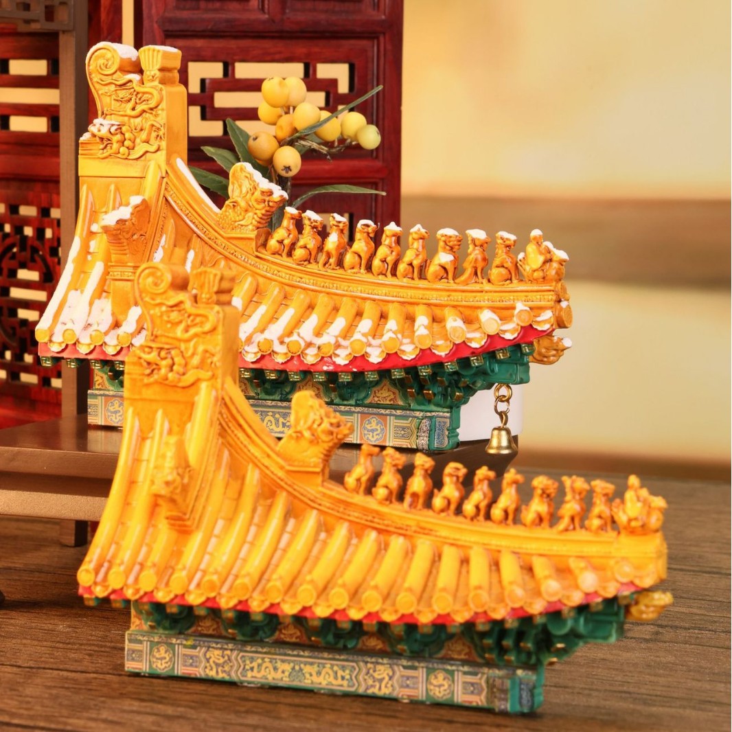 "Chengtian Yanjian Creative Chinese-style architectural roof fridge magnets Resin cultural and creative souvenirs. Item Picture