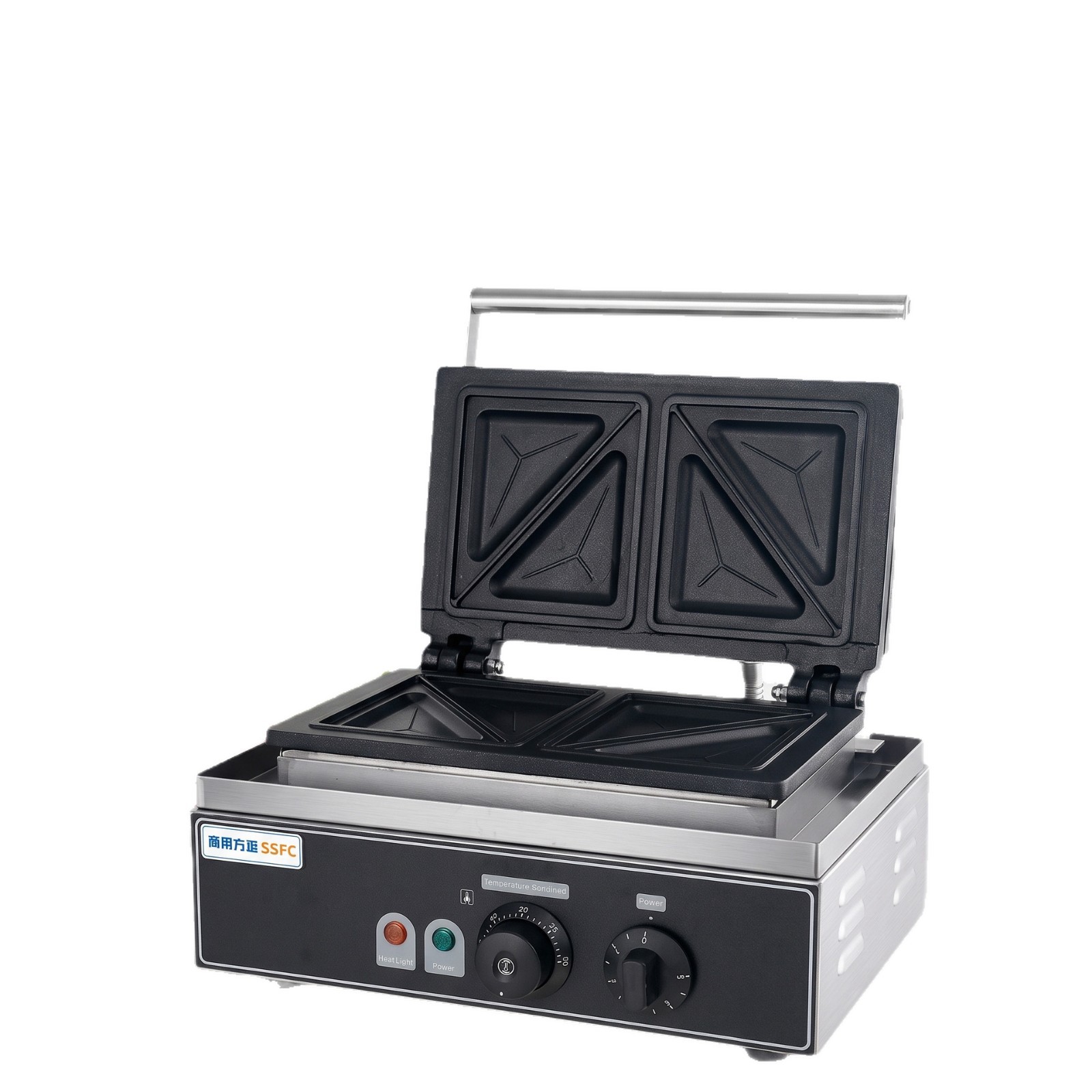 Commercial double-head bursting sandwich machine, non-stick baking tray, precise temperature control, special snack equipment for street vending, direct sales from the manufacturer Item Picture