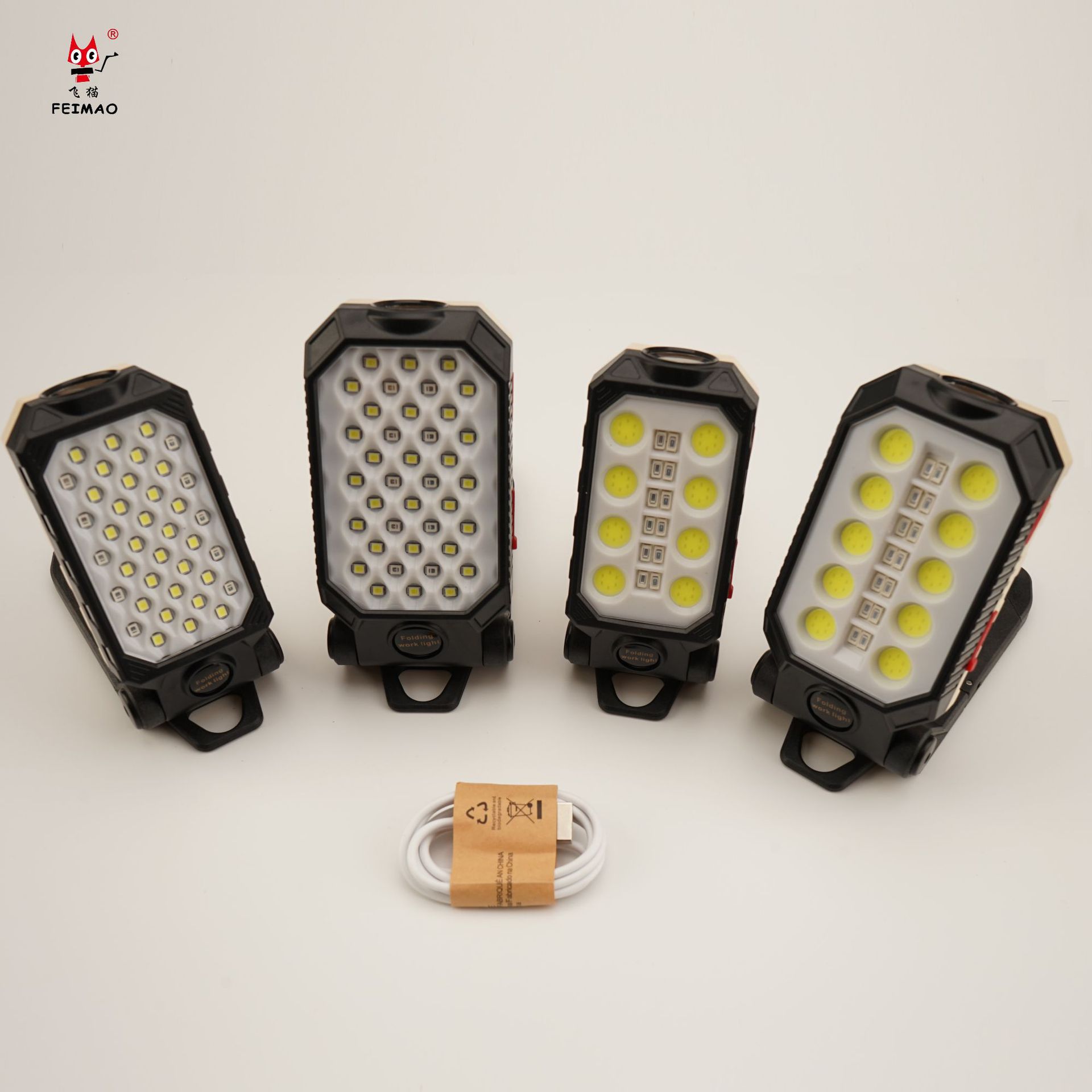 汽修工作灯COB带磁铁户外野营应急红蓝光闪烁故障警示LED检修灯