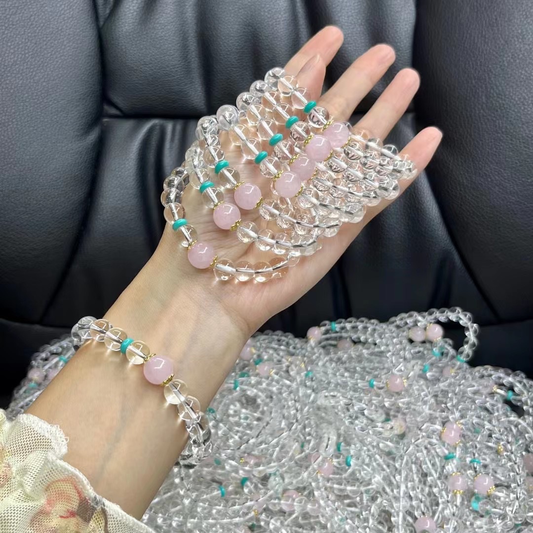 金昇源珠宝白水晶冰种手链马粉绿松新款女生休闲生日爆款设计闺蜜细节图