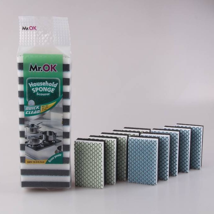 Mr.OK factory direct supply sponge scouring pads, double-sided cleaning sponges, kitchen cleaning sponges, dishwashing sponges, pot scrubbing sponges details Picture