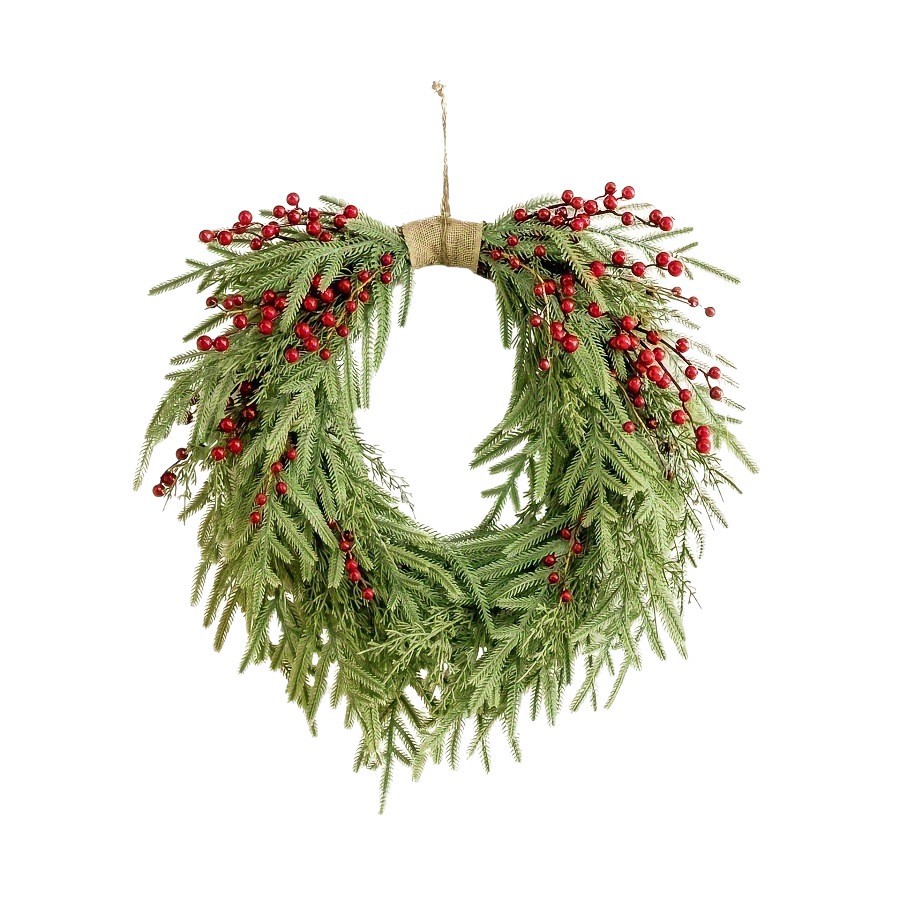 Feliz navidad rama de pino verde fruta roja decoración guirnalda espejo bola simulación flor plástico bonsai decoración de almacenamiento set transparente barril Item Picture