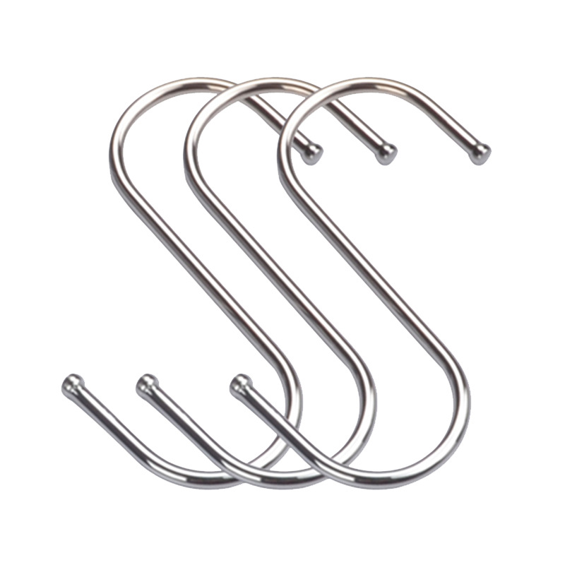 【410 Stainless Steel S-shaped Hook 】 Stainless steel kitchen S-shaped hook, wardrobe metal hook, nail-free, large and small S-shaped Item Picture