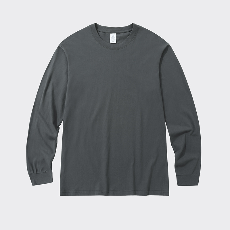 Starlight Pure Cotton Long-sleeved Autumn 230g combed cotton long-sleeved T-shirt for Men's casual commuting solid color base layer details Picture
