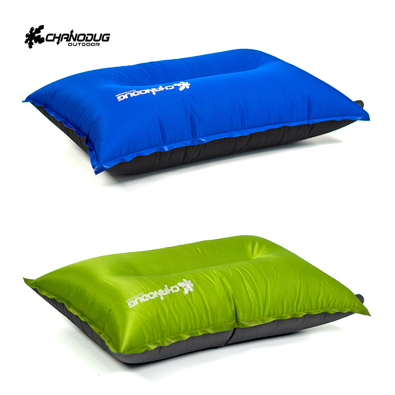 Outdoor inflatable pillows, brown and beige travel neck protectors, portable and comfortable outdoor leisure pillows, suitable for travel and outings details Picture