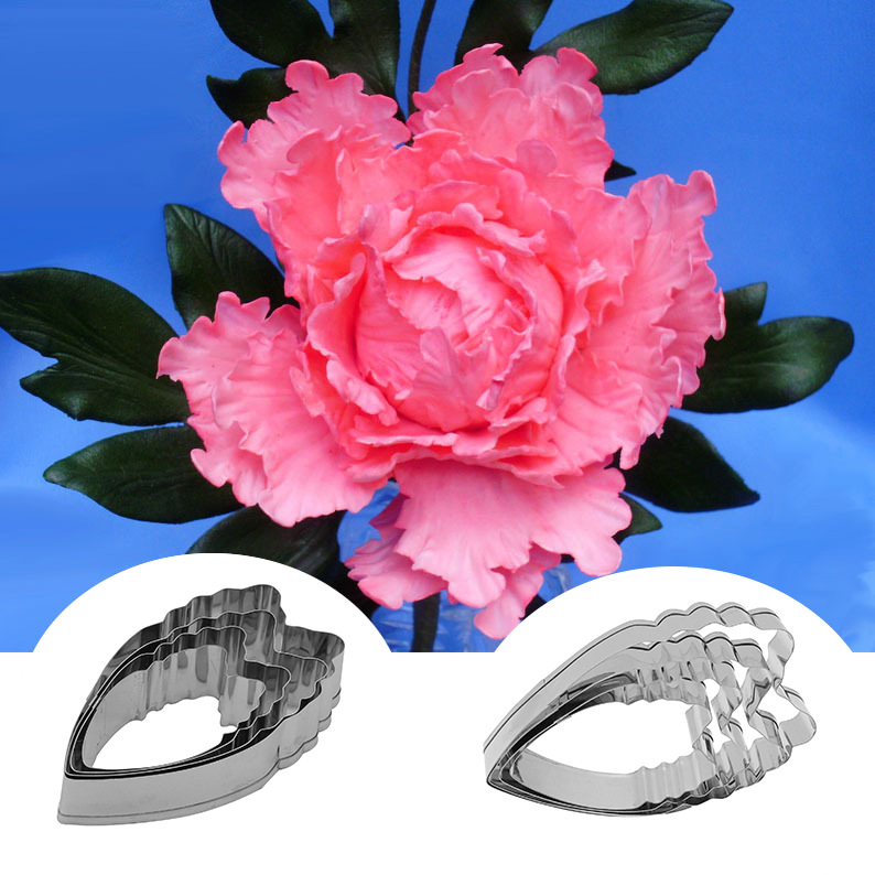 厨房用品食品级不锈钢糖花牡丹花花瓣切模 4款装一套翻糖造型亚马逊热销款A326