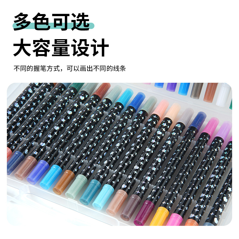 رفع الحبر الساطع بقلم الفلورسنت ذو الرأسين إلى بلون مزدوج مع شعر فضفاض ورسم من طراز Marker Pen Specification image