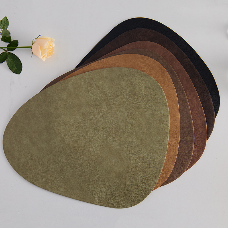 简约轻奢超柔软PU隔热垫防烫垫保护桌面防油污桌垫皮革餐垫碗垫详情图2