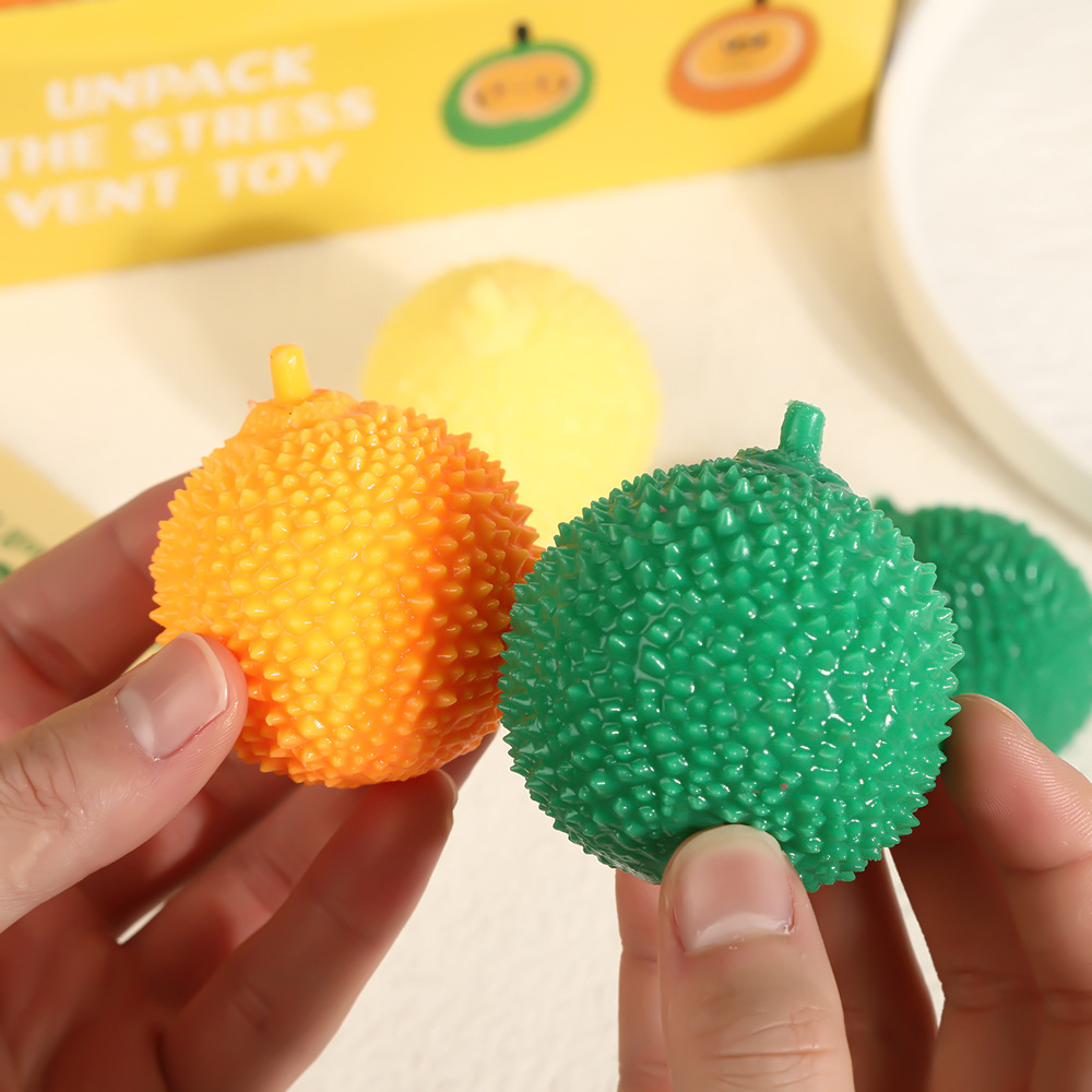 Cross-border Small durian Pinching Fun Children's Fun TPR Stress-relieving Fruit Toy, Stress-relieving and venting simulation Food play Specification image