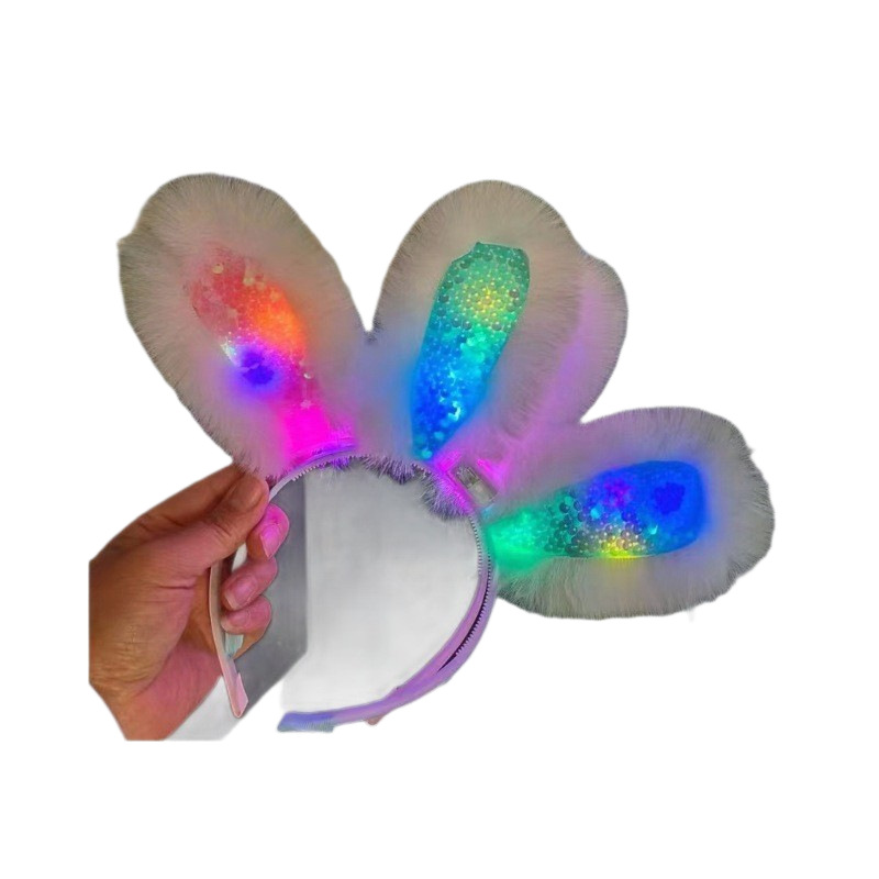 小孩发光玩具/发光头饰/跨年发箍发光/带灯花环/发光新年发箍白底实物图