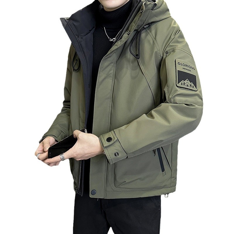 棉服男连帽潮流/棉服工作服/棉服/棉袄男/冬衣白底实物图