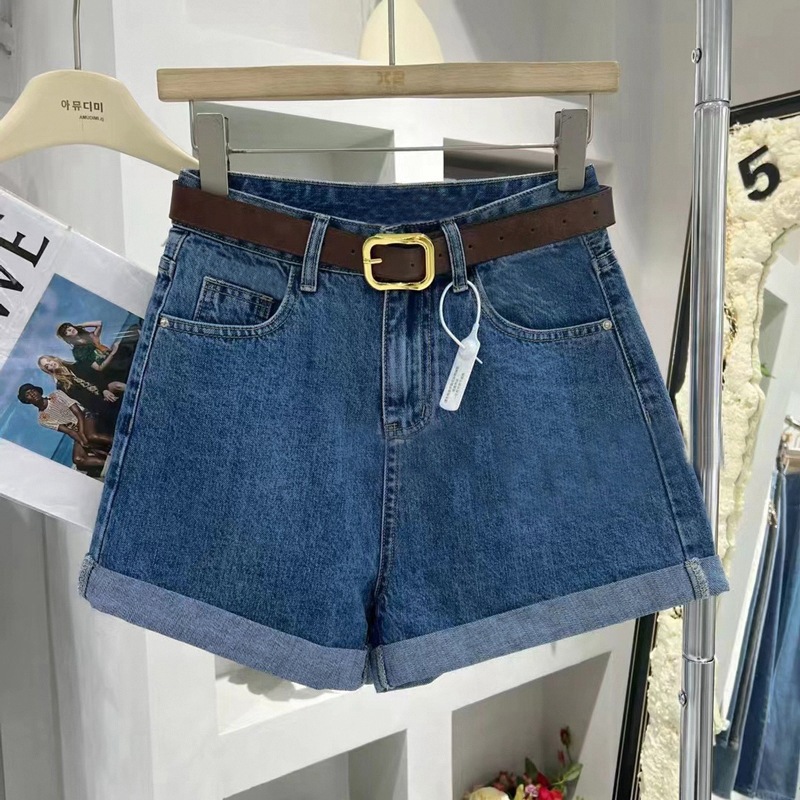 Verano 2025 nuevo look pierna larga entrepierna rizado shorts denim mujer denim rizado shorts de tres puntos Specification image