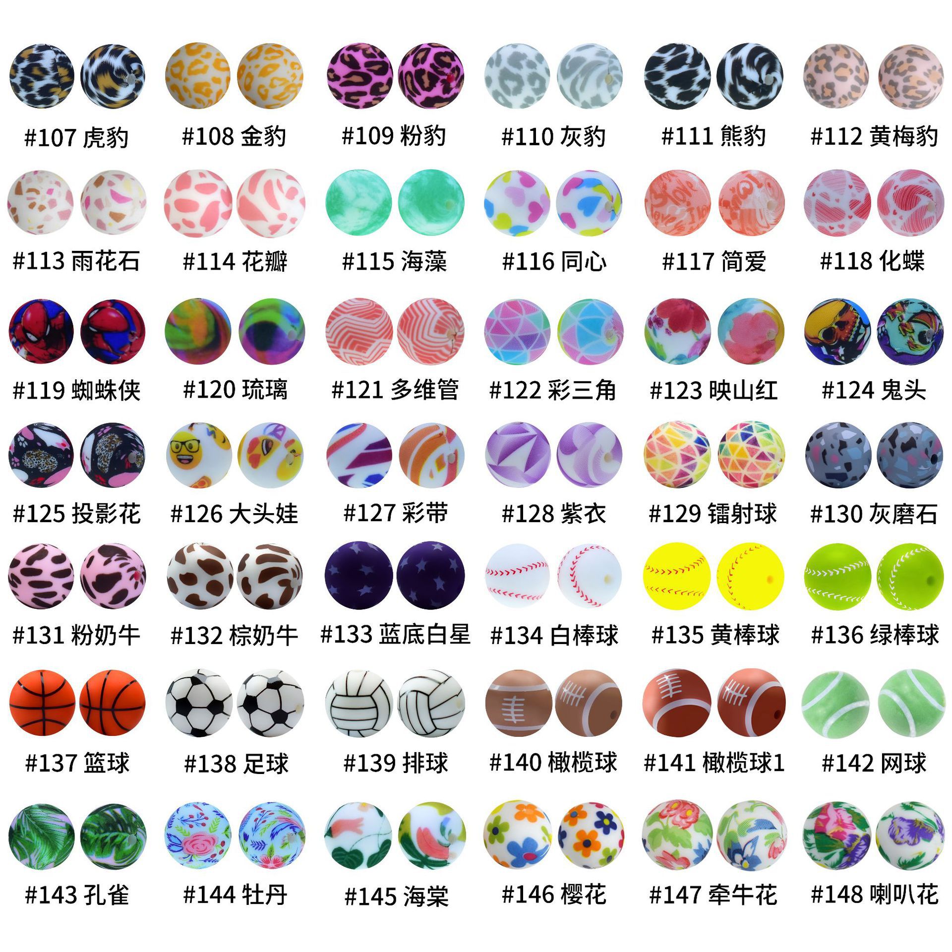 Selected cross-border silicone beads, food-grade baby teething rings, 15mm silicone children's beads, jewelry accessories manufacturer wholesale Specification drawing