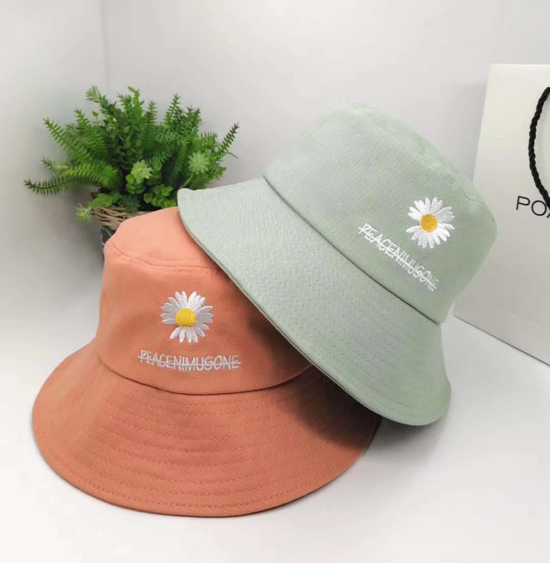 A fisherman's hat with Daisy embroidery, sweet and cute Korean version, sunshade, versatile for students, sun protection, and internet-famous basin hat details Picture