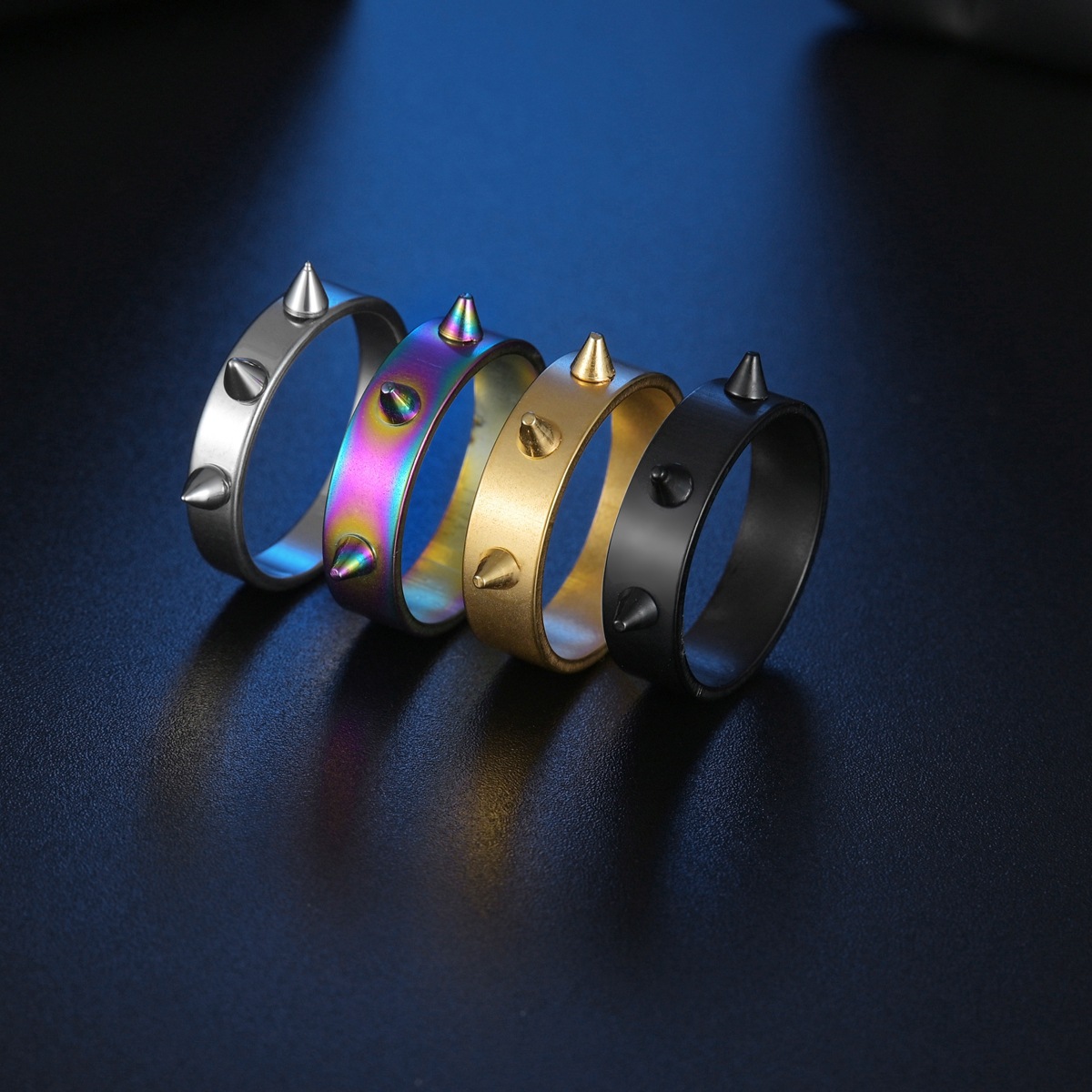European and American punk style self-defense and anti-wolf ring, 3 nails, emergency defense ring, 6MM electroplated couple accessories for men and women details Picture