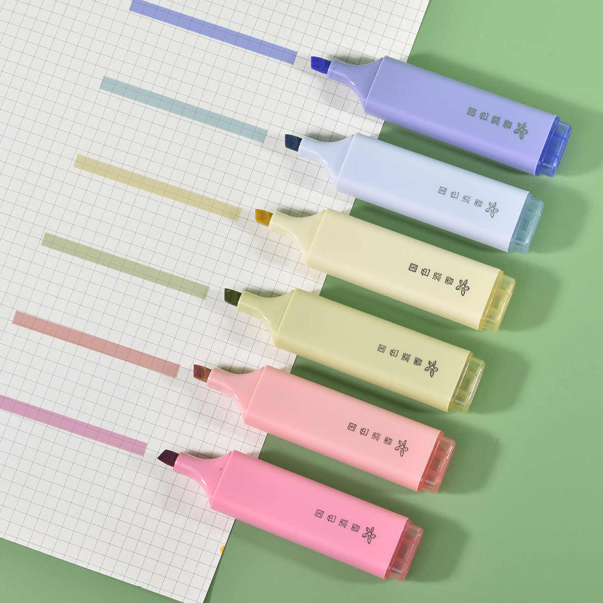 Weiya Hui Guose Tianxiang Highlighter Wholesale Flat Highlighter 12-color 102 soft-tipped Highlighter Specification drawing