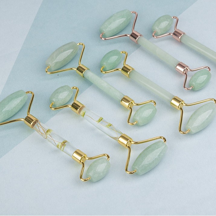 Natural quartzite, jade powder crystal, Dongling jade, roller, beauty container, face and eye massager, everlasting flower jade pusher Specification image