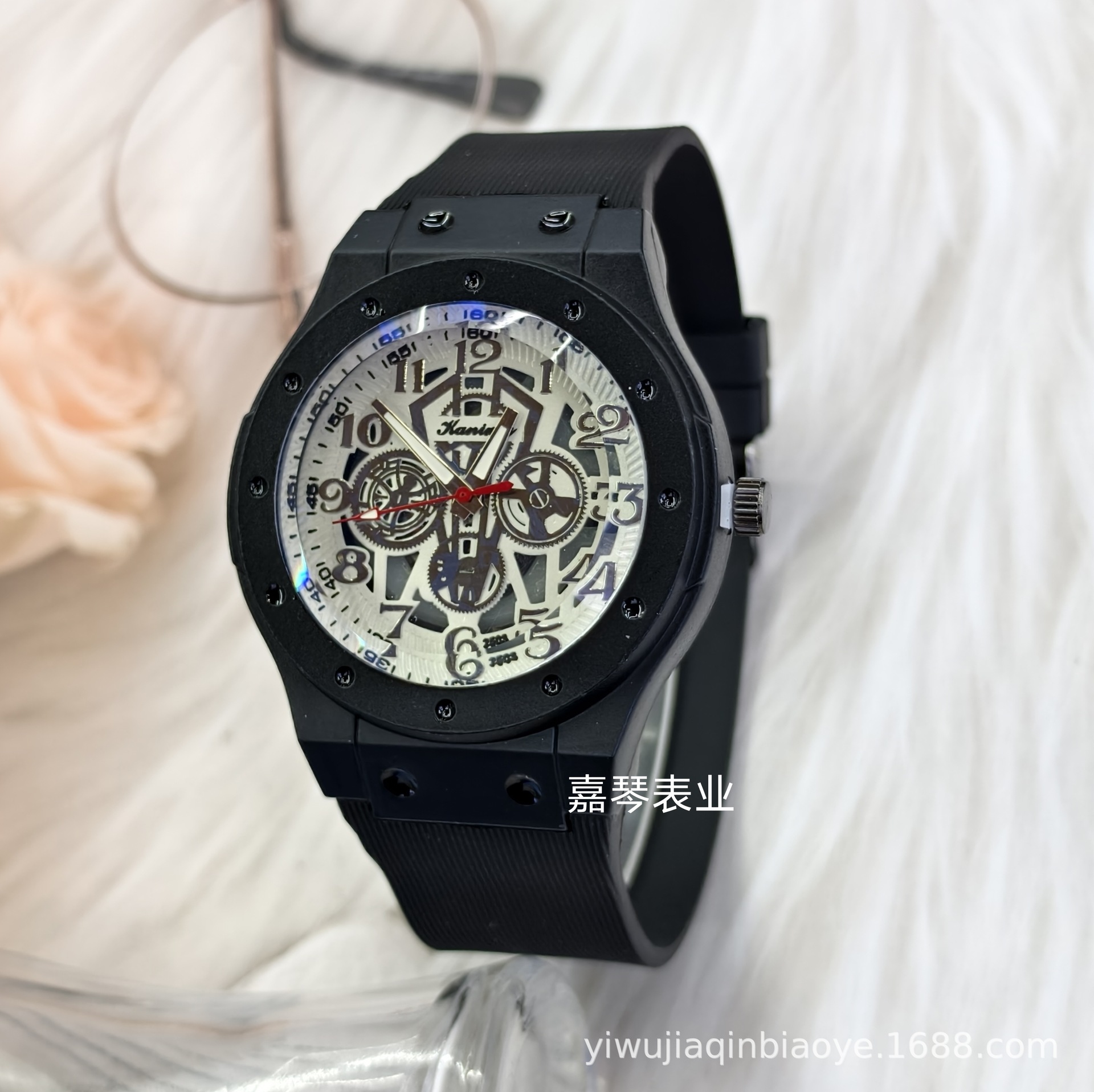 New foreign trade skeletonized Richard fashion wristwatch, cross-border men's watch, gift watch, silicone strap sports watch Specification image