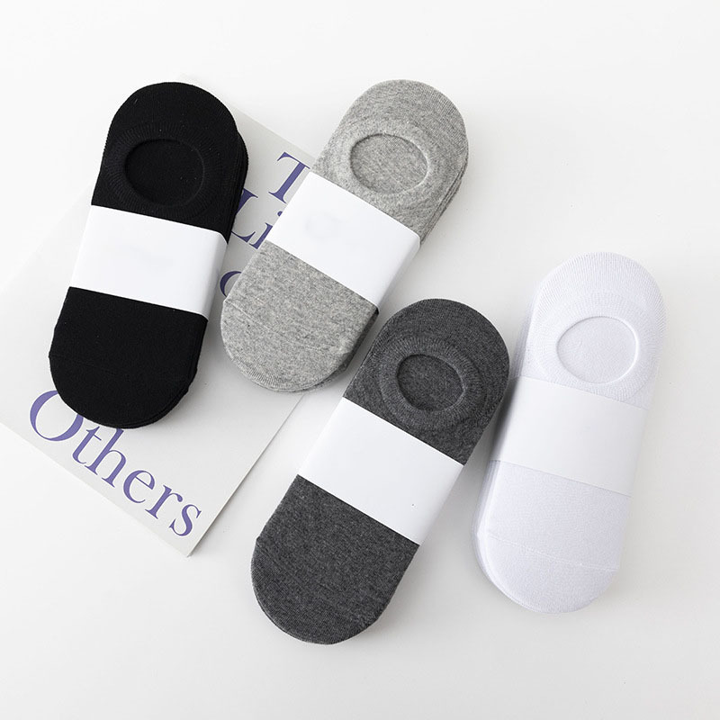 Men's mid-calf spring and summer boat socks, black shallow-mouth short socks, deodorizing, sweat-absorbing, breathable, sports, business, invisible socks trend details Picture