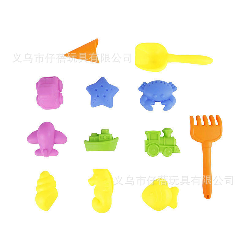 儿童玩沙戏水12件套卡通沙滩玩具动力玩沙模具太空玩沙模具白底实物图