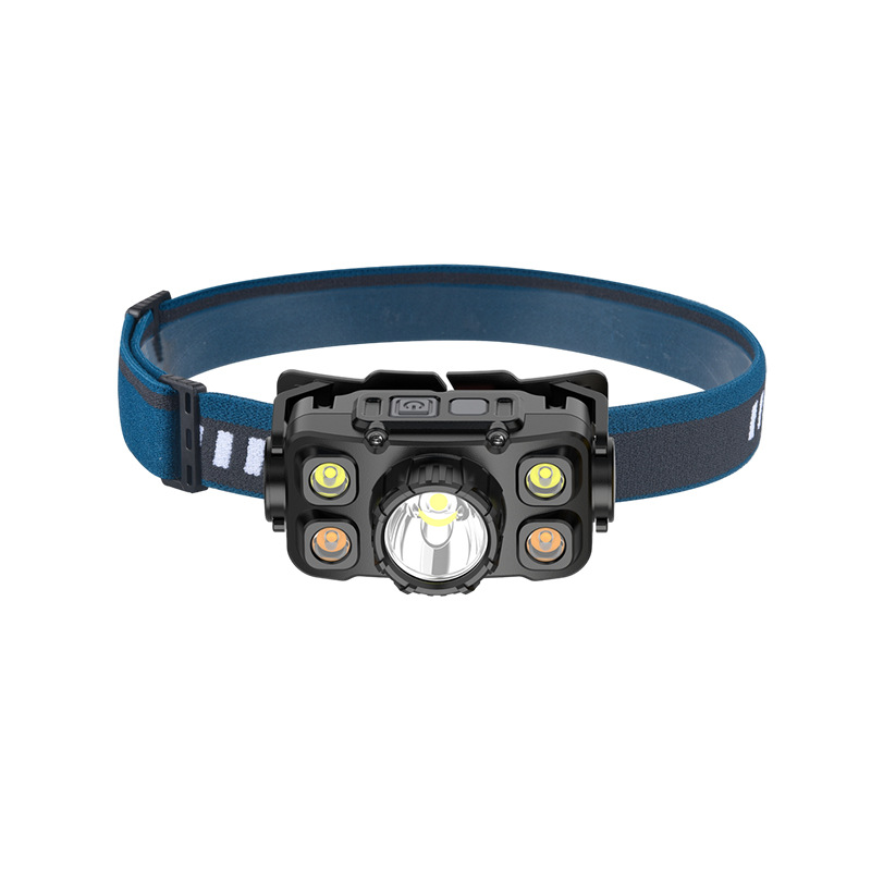 COB high-power, long-lasting outdoor fishing, waterproof red headlamp, portable cycling lamp, USB charging headlamp